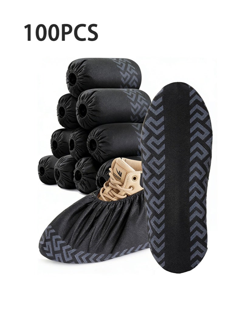 100 Pcs Shoe Covers Disposable Non-Slip,Shoe Covers for Indoors Reusable,Slip-resistant, Durable, Breathable, Non-Woven Booties for Shoes Covers, Black - Image 1